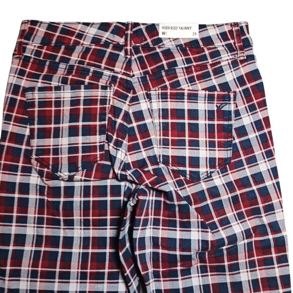 NEW WILLIAM‎ RAST High-Rise Plaid Skinny Jeans, Size 26, Red/White/Blue - Picture 9 of 15